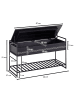KADIMA DESIGN Flurbank SILLARO: Holz-Metall-Mix, klappbare Sitzfläche, Schuh-Aufbewahrung in Schwarz
