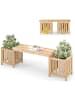 COSTWAY Gartenbank mit Pflanzkasten in Hellbraun