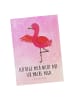 Mr. & Mrs. Panda Postkarte Flamingo Yoga mit Spruch in Aquarell Pink