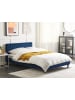 Beliani Doppelbett FITOU in Blau/Dunkler Holzfarbton - (W) 150 x (H) 87 x (L) 214 cm