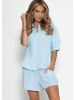 SASSYCLASSY Kurzarm Musselin Bluse in Hellblau