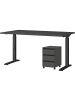 KADIMA DESIGN Büro-Set, Schreibtisch & Rollcontainer, Einstellbar 68-91 cm in Graphit