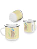 Mr. & Mrs. Panda Camping Emaille Tasse Hase Blume ohne Spruch in Gelb Pastell