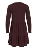 Vila Elegantes kurzes Kleid mit Langarm und Volant-Röcke in Weinrot