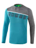 erima 5-C Longsleeve in oriental blue melange/grau melange/weiss