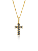 Elli DIAMONDS  Halskette 585 Gelbgold Black Diamond, Kreuz in Gold