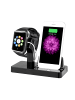 Platyne Lade- und Synchronisationsstation 2 in 1 für Apple Watch und iPhone in Schwarz
