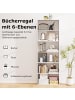 COSTWAY 6-stöckig Bücherregal 60 x 23,5 x 178 cm in Weiß
