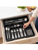 relaxdays Besteckkasten in Schwarz - (B)33-56,5 x (H)5 x (T)37-48,5 cm
