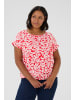 KAFFE curve Kurzarm-Bluse KCbella Loose fit in True Red/Chalk Flower Print