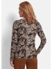 GOLDNER Langarmshirt aus Viskose-Jersey in marine / camel / gemustert