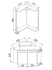 VCM  3-tlg. Eck Waschplatz Waschtisch Vilosa in Honig-Eiche