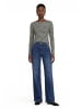 Zero  Basic Shirt mit U-Boot-Ausschnitt in Cream/Dark Green