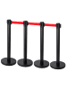 relaxdays 4 x Personenleitsystem Absperrständer in Schwarz/ Rot - 3 m