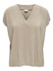 JACQUELINE de YONG Bluse Regular Fit V-Ausschnitt Kurzarm Basic in Beige