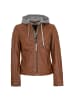 Mauritius Lederjacke Lammnappa Kapuze in Cognac