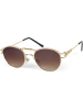 styleBREAKER Panto Sonnenbrille in Gold / Braun Verlauf