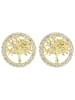 Adeliás Damen Ohrringe – Ohrstecker Lebensbaum aus 925 Silber mit Zirkonia in gold