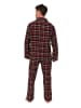 NORMANN Lange Flanell Schlafanzug Pyjama kariert - 88139 in rot