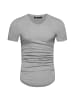 Amaci&Sons Basic Oversize T-Shirt mit V-Ausschnitt BELLEVUE in Grau Melange