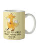 Mr. & Mrs. Panda Becher Fuchs Beinprothese mit Spruch in Gelb Pastell
