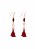 Gemshine Ohrringe YOGA Rubine, Kreisen, Quasten in rose gold coloured