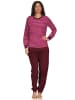 NORMANN Frottee Pyjama langarm Bündchen Streifen - 50289 in pink