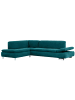 58 aufm Kessel ECKSOFA mit Ottomane links Kaye Bezug Veloursstoff Metallfuß verchromt / petrol