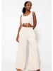 SASSYCLASSY Musselin Top mit Zugband in Hellbeige