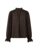 MARC CAIN COLLECTIONS Fließende Bluse mit Spitze in Seal Brown