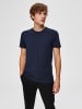 SELECTED HOMME Einfarbiges T-Shirt Rundhals Basic Shirt SLHNEWPIMA in Navy