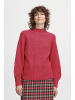b.young Grobstrick Pullover mit Ballonärmeln Sweater mit Kragen in Rot