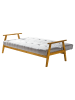 SalesFever Schlafsofa modern 3-Sitzer mit Massivholz und Bezug aus Webstoff in Hellgrau