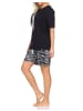 NORMANN Kurzarm Schlafanzug Pyjama Shorty Tiermotiv - 85168 in schwarz