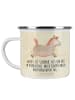 Mr. & Mrs. Panda Tasse Emaille Pferd Springen mit Spruch in Vintage