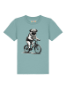 wat? Apparel T-Shirt Mops auf Fahrrad in Teal Monstera