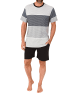 NORMANN Kurzarm Schlafanzug Pyjama Shorty Streifen in grau