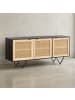 KADIMA DESIGN Sideboard 175x75x45cm Mango Massivholz/Rattan Kommode mit 3 Türen