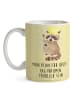 Mr. & Mrs. Panda Teetasse Waschbär mit Spruch in Gelb Pastell
