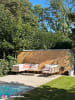 home24 home24 Loungesessel - Webstoff / Teak massiv / Edelstahl - Anthrazit - 70 x 74 x 70 cm in Hellgrau