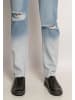 enflame Destroyed High Waist Mom Jeans mit Farbverlauf Bleached Design in Blau