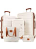 ABRIHOME 5er Koffer Set M-L-XL mit 4 Rollen und Schloss, Elfenbeinfarben