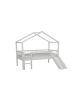 58 aufm Kessel HAUSBETT HALBHOCH 90x200 Keeley Buche Weiß mit Rutsche Dach