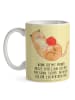 Mr. & Mrs. Panda Kaffeepott Katze Wolle mit Spruch in Gelb Pastell