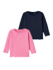 name it 2er-SET Langarmshirt mit Stickerei Volant Shirt Einfarbig NMFTAMMIE in Blau-Rosa