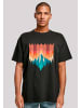 F4NT4STIC Heavy Oversize T-Shirt Berg Sonnenuntergang Geometrisch in schwarz