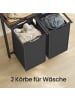 VASAGLE Wäschekorb Brenta in Braun-Schwarz - (B)33 x (H)177 x (T)73 cm