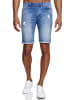RESLAD Jeans Shorts Destroyed Used Washed in mittelblau