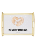 Mr. & Mrs. Panda Deko Tablett Otter Herz mit Spruch in Grau Pastell