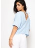 SASSYCLASSY Musselin Shirt mit V-Ausschnitt in Hellbau